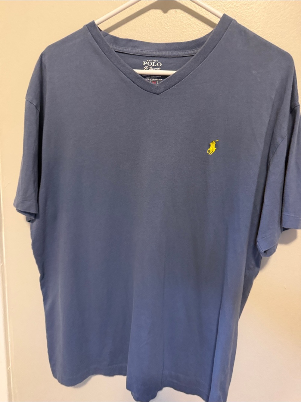 Men's blue V-neck Polo T-shirt